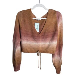 Mahina Chestnut Ombre Drawstring Sweater Top Women Size Medium